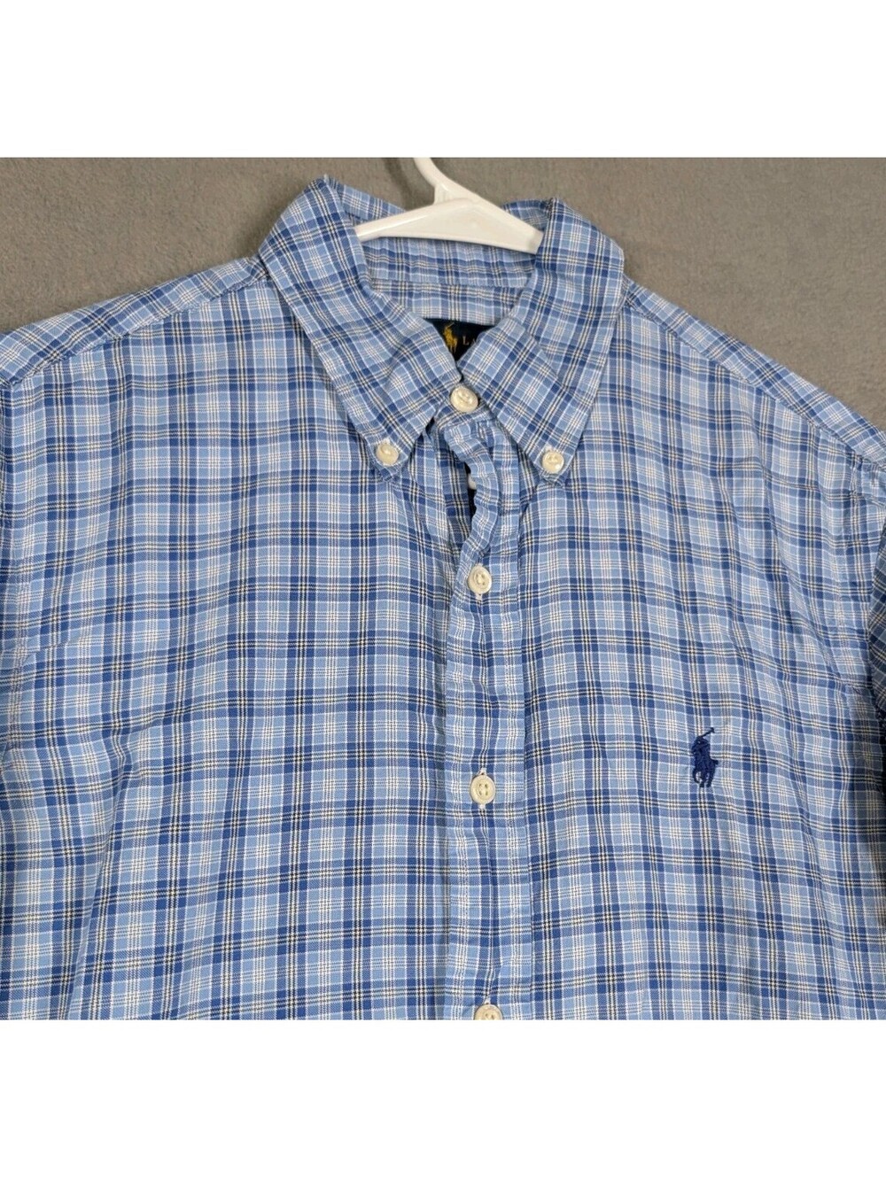 Ralph Lauren Mens S Blue White Plaid Button Down Long Sleeve Pony Casual Shirt